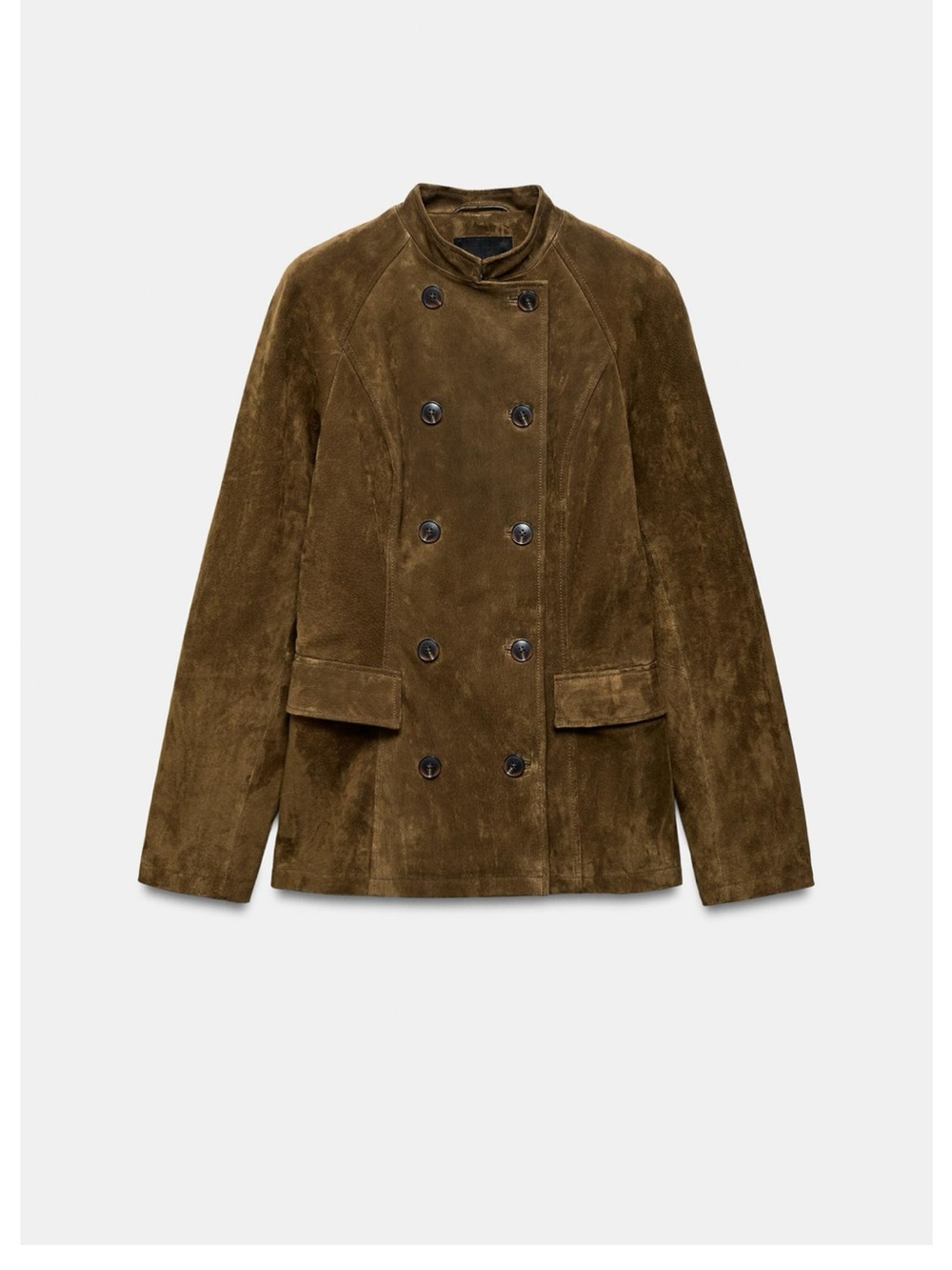 Zara Double-Breasted Suede Pea Coat